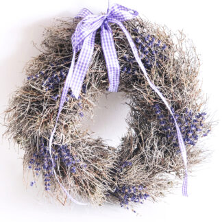 Kranz Naturkranz aus Lavendel und getrockneten Ästen Strauch lila gebunden Lavendelkranz rund Ø 28 cm