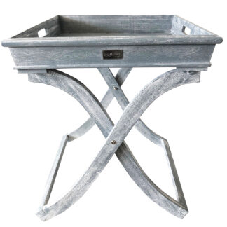 Tablett-Tisch grau weiß Servier-Tisch grau blau weiß klappbar Butler-Tisch Beistelltisch mit abnehmbarem Tablett