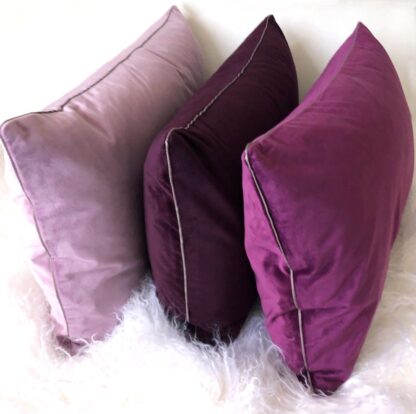 Kissen Samtkissen Kissenhülle Samt Elegance lilac Flieder fuchsia purple Töne 50x50 cm und 35x60 cm von pad concept